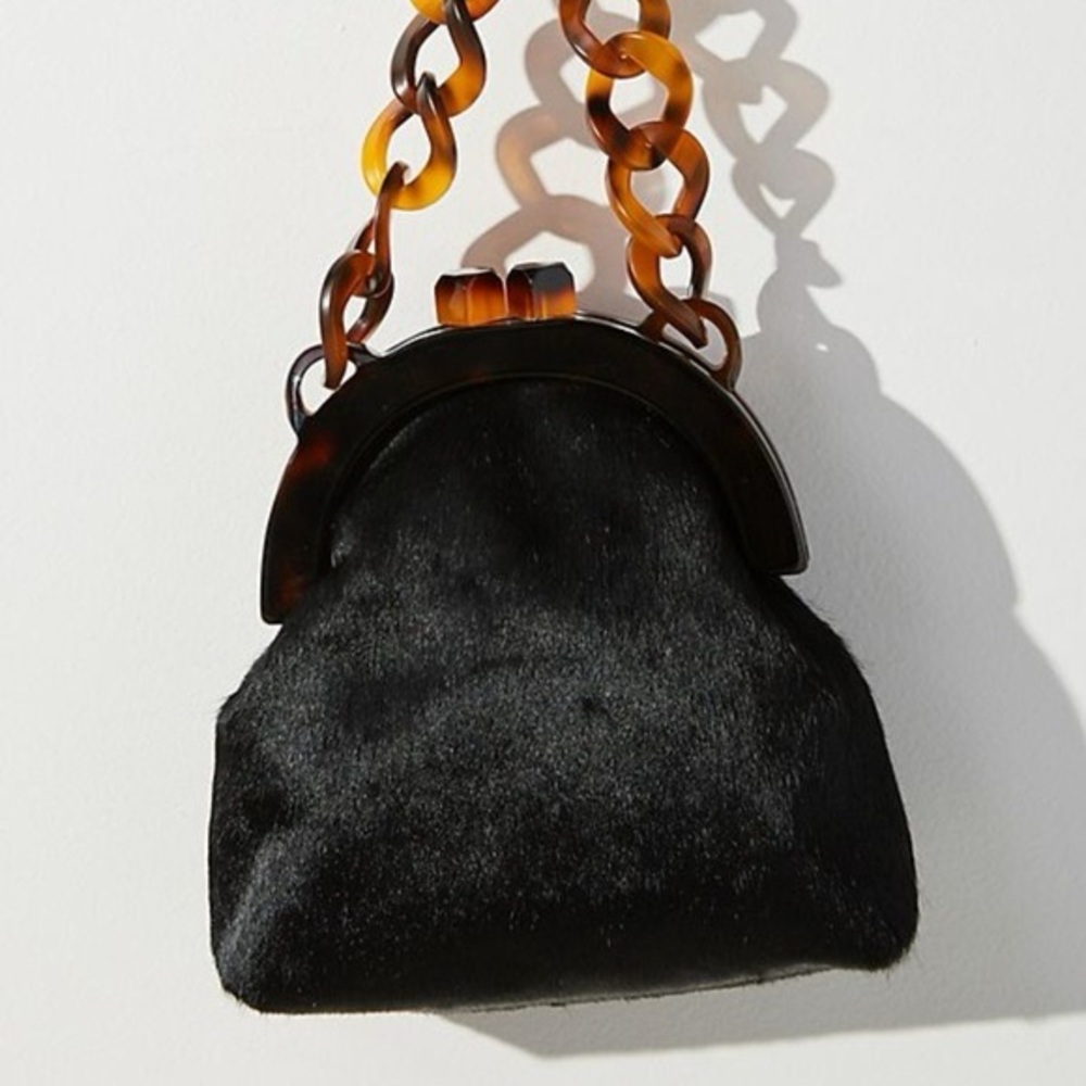 Anthropologie Black and Tortoiseshell Bag